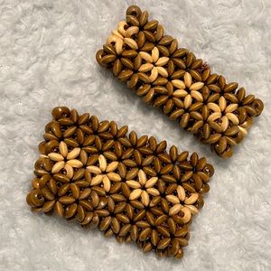 2 BoHo Hippie Style Wooden Bead Stretch Bracelets